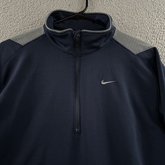 Nike Mens Shirt Blue Gray Size Medium Fit Dry 1/4 Zip Sweatshirt 100% Polyester