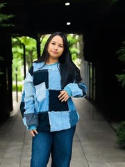 Denim Patchwork Pullover – Handmade, Long Sleeve, Perfect for Spring and Summer