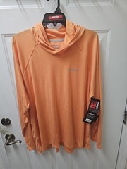 NWT WRANGLER RIGGS XXL WORKWEAR MICROFIBER ORANGE LONG SLEEVE HOODIE SPF 50
