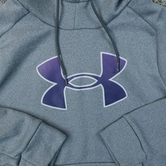 Under Armour Hoodie Mens M Gray Fleece Pullover Sweatshirt Logo Loose Fit Gym