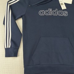 Adidas Mens Essentials 3-Stripes Pullover Hoodie Legend Ink White FM5749 Size M