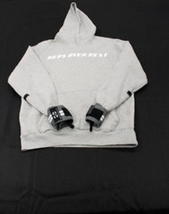 Reps Over Rest Weight Lifting Hoodie Wrist Straps Built In Gray Men’s Large