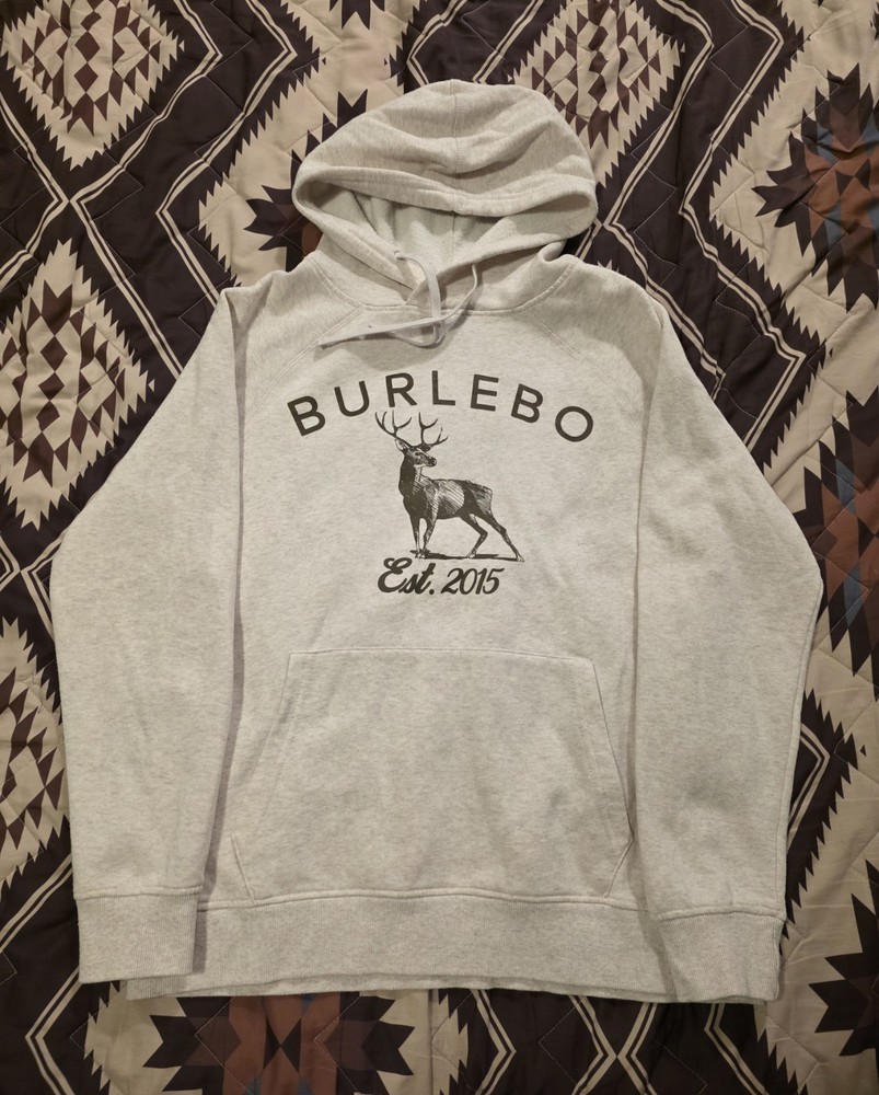 Burlebo Whitetail Deer Fleece Pullover Hoodie Heather Oatmeal Men’s Size Medium