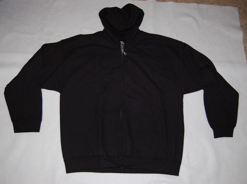 MENS Hooded Sweat Jacket BLACK M 38-40 FRONT POCKETS Drawstring Hood Ties