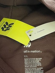 All In Motion XXL Long Sleeve Brown Hoodie Recycled Polyester & Spandex