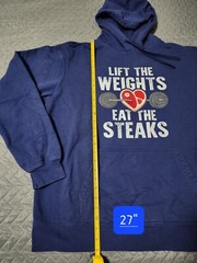 Lift The Weights Eat The Steaks Blue Long Sleeve Sweatshirt Size XL