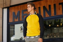 Pullover Sweatshirt Long Sleeve Color Block Raglan Sleeve Yellow Black
