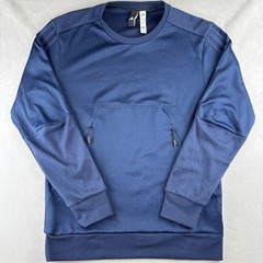 Adidas Crewneck Sweatshirt Men M Navy Blue Mesh Pullover Zipper Pockets 3 Stripe