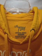 Lil TJay Rapper Yellow Hoodie “NONE OF YOUR LOVE” men’s Med Roses On Arms