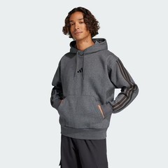 adidas Essentials 3-Stripes Fleece Hoodie Grey