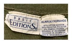 BASIC EDITIONS UNISEX DARK OLIVE GREEN LONG SLEEVE PULLOVER SHIRT SIZE A/XL