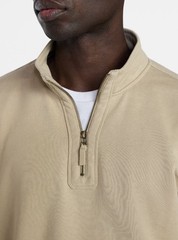 George Men’s 1/4 Zip Mock Neck Knit Cotton Sweatshirt Beige 2XL