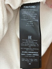 **Tom Ford Luxury Men’s Modal Sweatshirt – Beige White – Size 46 IT – New**