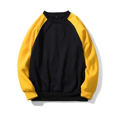 Pullover Sweatshirt Long Sleeve Color Block Raglan Sleeve Yellow Black