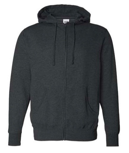 NEW Independent Trading Men’s Full-Zip Hooded Sweatshirt Jacket – Charcoal – S