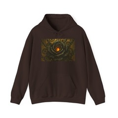 Steampunk Chained Flame Rose Hoodie Gears Black Fire Gothic Pullover