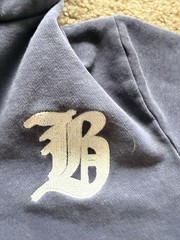 Vtg BROOKS BROTHERS Mens Navy Hoodie Large White Logo Letter Patch Sz M