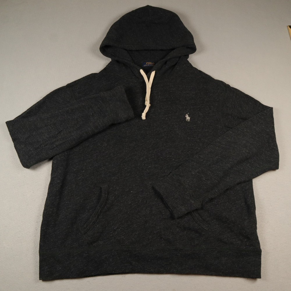Ralph Lauren Knit Hoodie Men’s Large Grey Pullover Lightweight Preppy Classic
