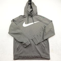 Nike Hoodie Mens Medium Gray Dri-FIT Pullover Swoosh Logo Athletic 922438-071