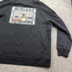 Burlebo Hoodie Mens Large Gray Pullover Fleece Sweatshirt Graphic Deer Outdoors