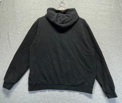 PUMA Hoodie Men Large Black Embossed Logo Cotton Fleece Lined Ribbed Trim Winter