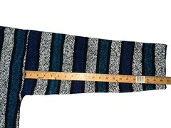 Baja Hoodie | Drug Rug | Mexican Poncho Blue Black White Stripes Size Large