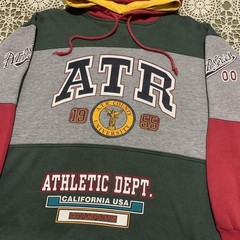 VINTAGE 1990s ATR athletic dept colour block ‘1955’ Pullover Hoodie Size M