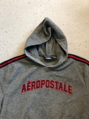 Aeropostale Sweatshirt Men’s Medium Gray Allover Fleece Pullover Hoodie