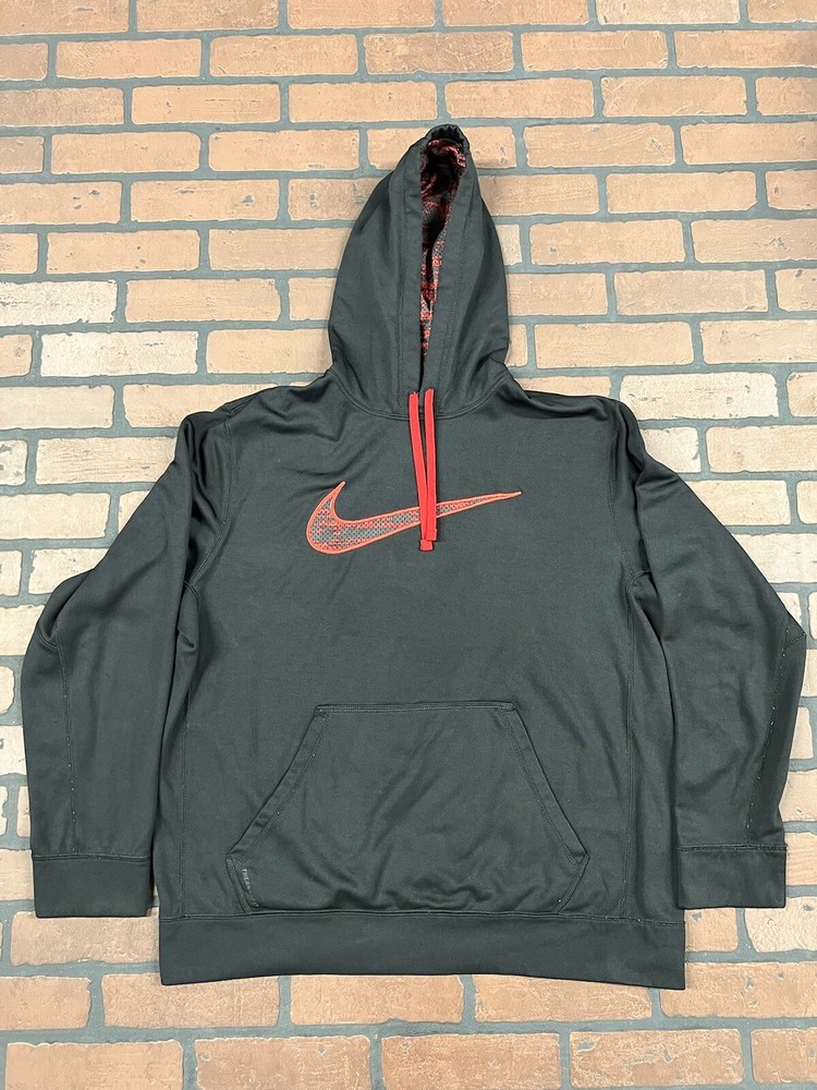 NIKE Therma Fit Lined Hoodie Black Men’s XL Big Swoosh Pockets Warm EGYPT