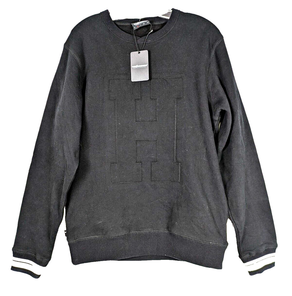 NEW The Hundreds Mens Crewneck Sweatshirt Black Medium Varsity H Puff Letter