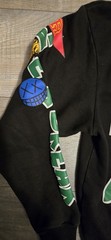 FIRST ROW Spring Break All Over Patch Hoodie Black – Street Wear Fashion Sz S