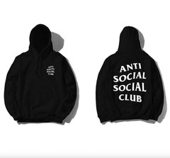NEW Anti Social Social Club Black/White Plain Logo Pullover Hoodie Sweatshirt