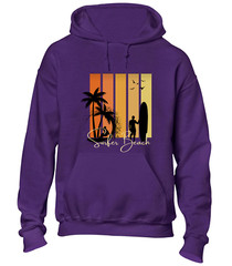 SURFER BEACH SILHOUETTE HOODY HOODIE CASUAL SUMMER HOLIDAY CLOTHING FUNNY TOP