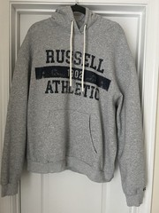 Russell Athletic Men’s Hoodie 1902 Logo Sweatshirt Gray Size Large