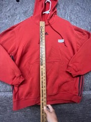 Adidas Mens Sweatshirt Hoodie Red Cotton Polyester Knit Logo L