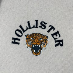 Hollister Mens S White Pink Hoodie Leopard Graphic Sleeve Logo Sweatshirt