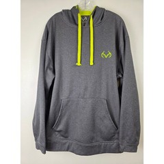 Realtree Mountainaire Hoodie Mens XL Gray Neon Green Pullover Sweatshirt Hunting