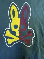 Psycho Bunny Sweatshirt Mens 2XS Green Crewneck Pullover Skull Bunny Big Graphic