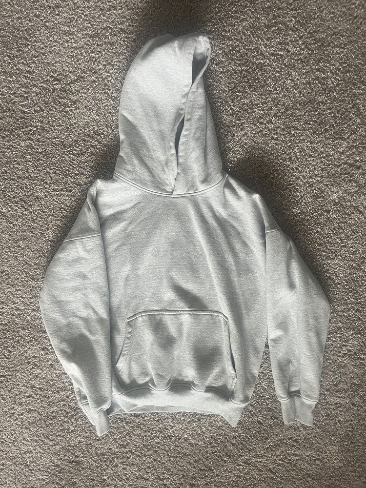 Heather Light Gray Hours Brand Drop Shoulder Hoodie Small Size Relaxed Oversize