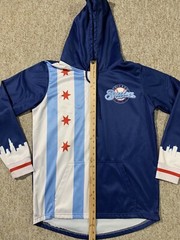 Chicago Bruins Hoodie “Fear None Respect All” Blue & White/Red Stars Sz Med