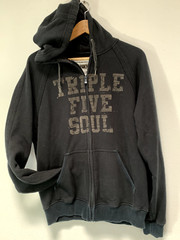 Vtg🔥Triple Five Soul Black zip hoodie 90s back to school 555 nyc ecko avirex