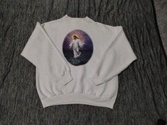 Vintage Made In USA Y2K Jesus T Crewneck Sweatshirt Size Large Walking On Water