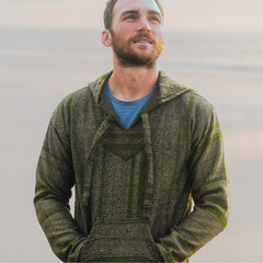 Baja Hoodie | Drug Rug | Mexican Poncho with Soft Inner Lining – Olive Green