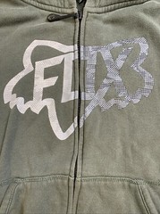 Fox Hoodie Mens M Green Pullover Sweatshirt Full Zip Front Pockets RN 97275