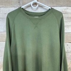 Lands End Canvas 1963 Mens Olive Green 100% Cotton Raglan Sweatshirt Large