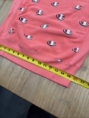 Champion Reverse Weave Long Sleeve Crew Neck Sweatshirt Men’s S Coral Pink Logos