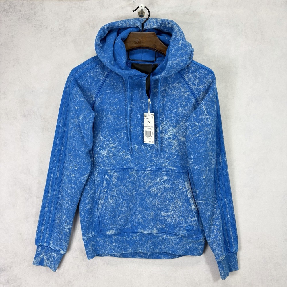 Adidas Hoodie Mens Small Acid Wash 3 Stripe Reverse Weave Sweatshirt Pullover