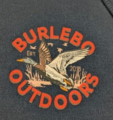 Burlebo Hoodie Men Large Old School Duck Hunt Graphic Pullover Outdoors Blue New
