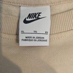 Nike Crew Neck Fleece Sweatshirt Cotton Blend Embroidered Logo Beige XL