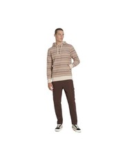 Hurley Mens Medium Bristlecone Stripe Terry Pullover Hoodie Brown Beige Hooded